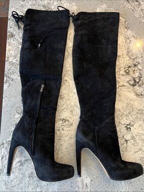Sam Edelman Kayla Black Suede Over The Knee Boots 8.5